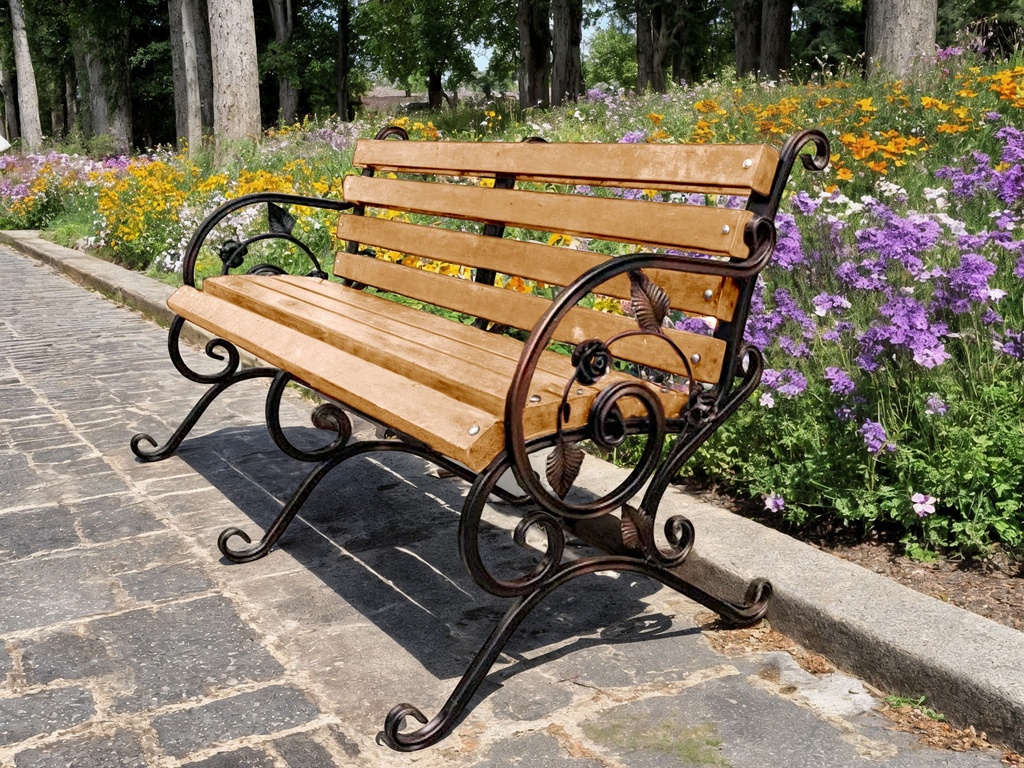 [rf57694] Лавка садова кована Tobi Sho Камелія з підлокітниками посилена (Дуб)